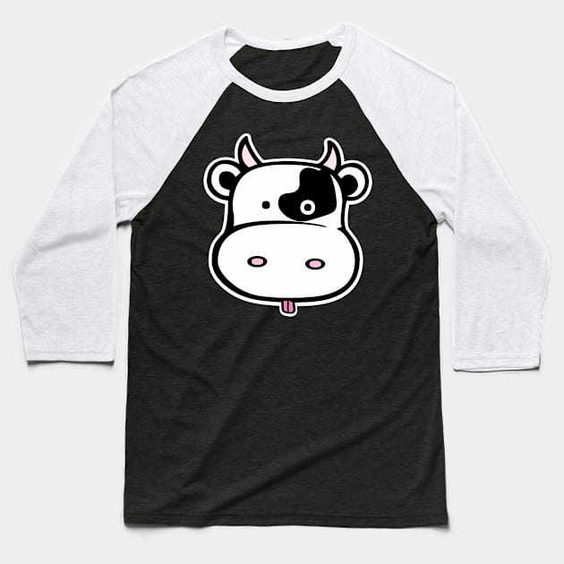 Cute Cow Head Baseball T-Shirt by YasudaArt